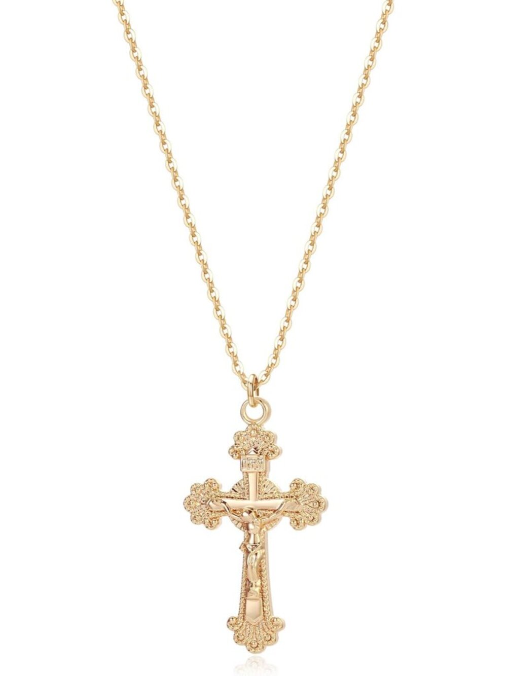 Cross Necklace Faith Pendant 14K Plated Dainty Chain Minimalist Simple Tiny God